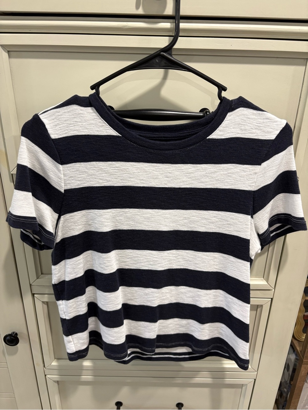 Striped Navy and White Waist-Length Tee